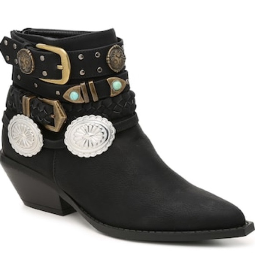 Penny Loves Kenny Shane Western‎ Ankle Boot / Black / Buckle Accents